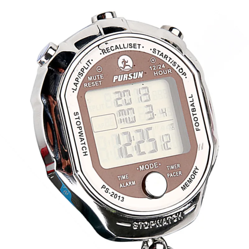 Металлический водонепроницаемый секундомер Ручной ЖК хронограф часы с