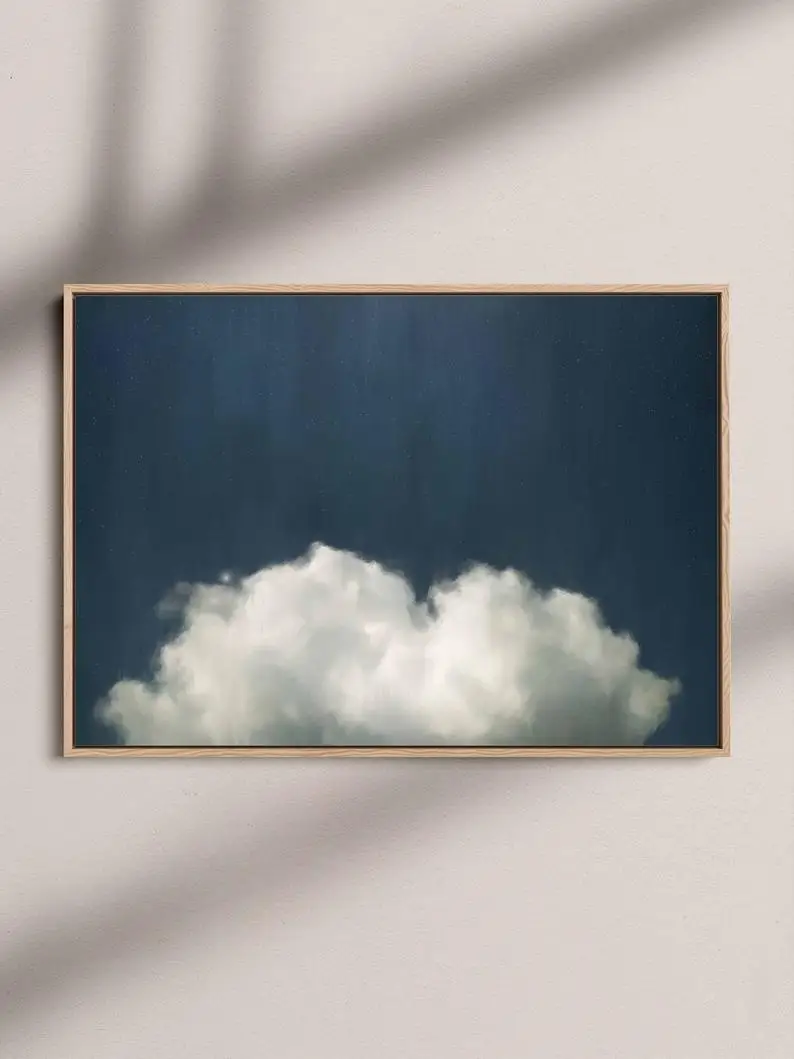 

Extra Large Art Clouds Wall Art Abstract Giclee Modern Art Minimalist Painting from Original Abstract Painting White Navy & Grey