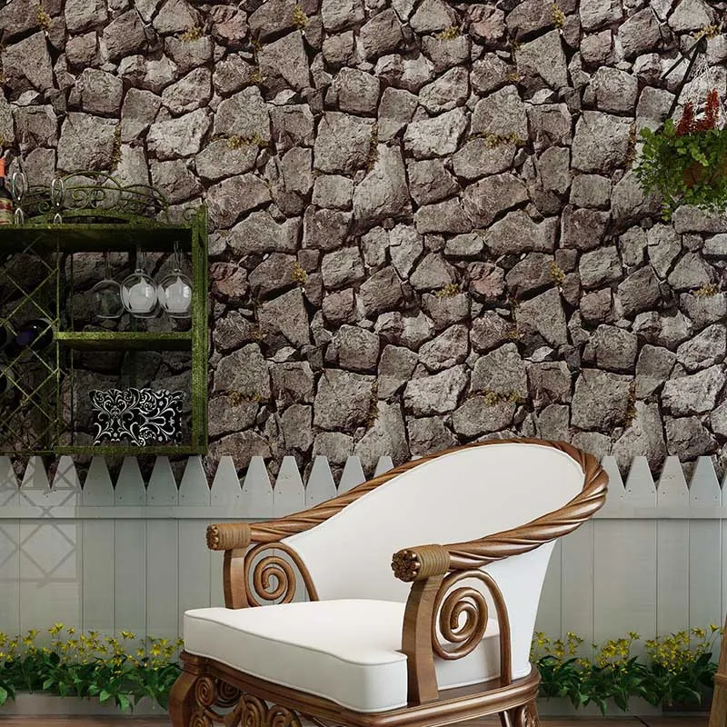 3d обои ретро трехмерный каменный узор ПВХ Парикмахерская ресторан отель