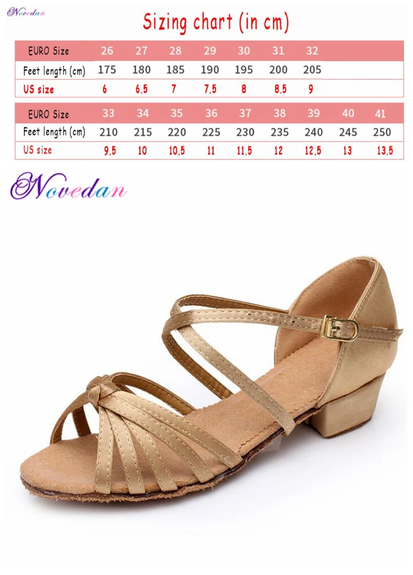 Style 4 Check size Скидка; Новинка; ; Детская бальное танго сальса для девочек; обувь для латинских танцев; атласная кубинская обувь на низком каблуке; 17 цветов - Цвет: Style 4 Check size