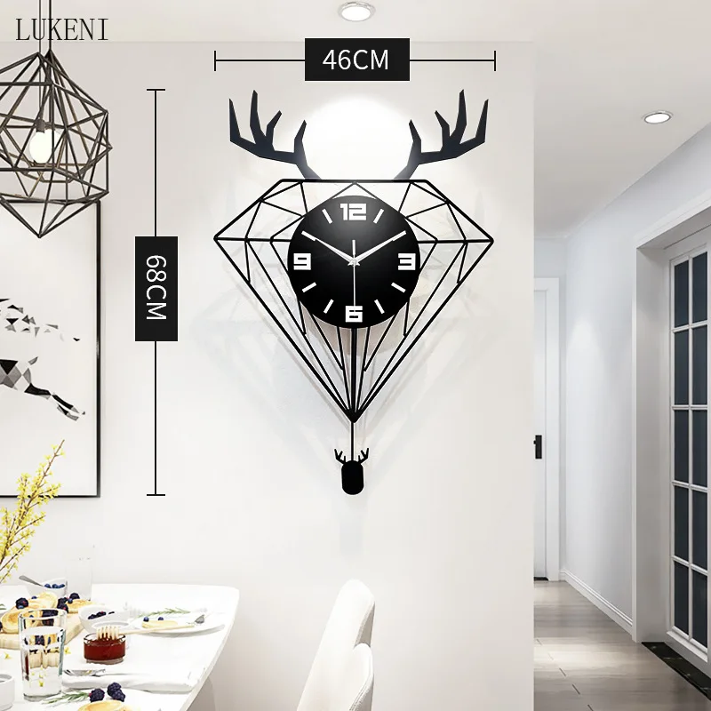 Настенные часы с головой оленя в скандинавском стиле цвет черный золотой для
