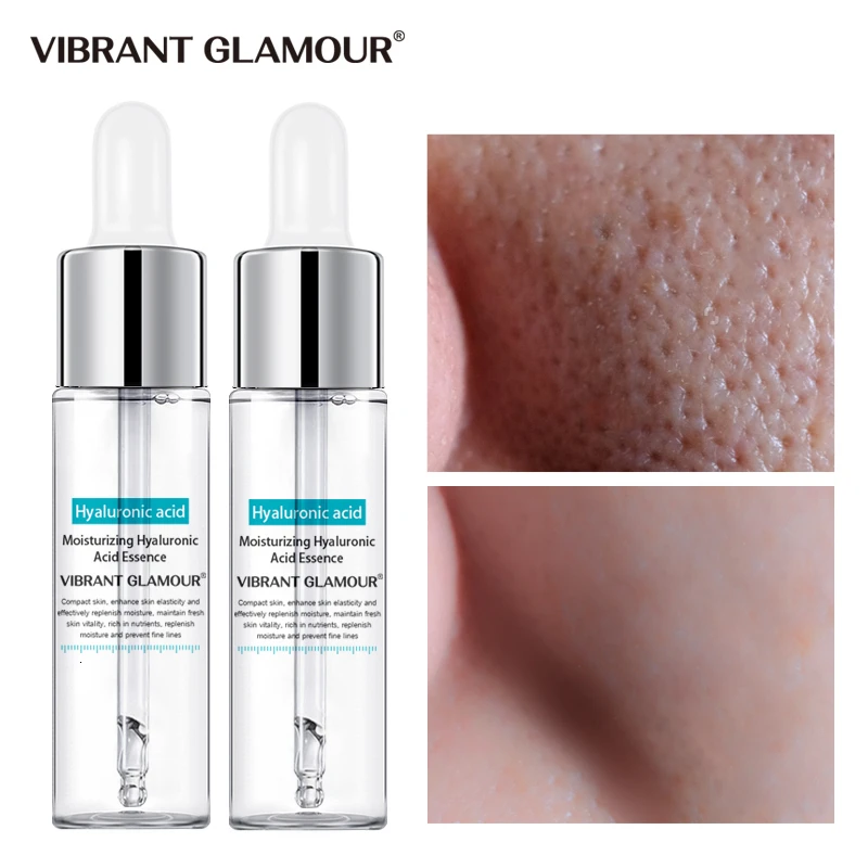 

VIBRANT GLAMOUR 2Pcs Hyaluronic Acid Face Serum Shrink Pores Moisturizing Dry Rough Skin Essence Anti-Acne Whitening Skin Care