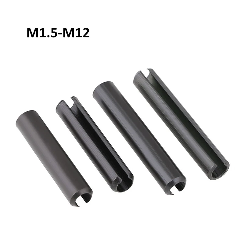 

65Mn Carbon Steel Spring Pin Cylindrical Elastic Open Pin Positioning Pin M1.5 M2 M2.5 M3 M4 M5 M6 M8 M10 M12 Black