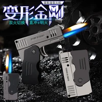 double flame jet pistol lighter free fire torch unusual lighter windproof turbo refillable butane gas lighter gadgets for men