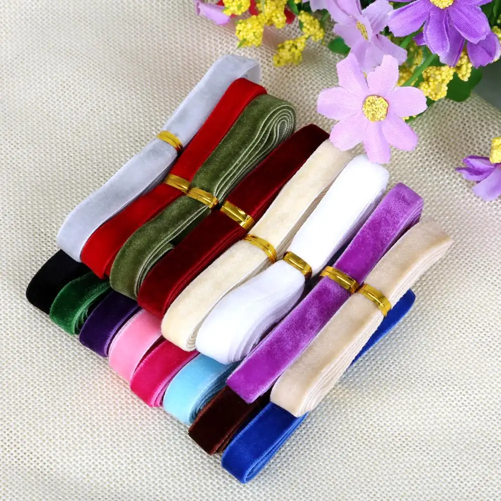 10 мм разные цвета в произвольном порядке бархатная лента 12 ярдов/лот (1 год/цвет)