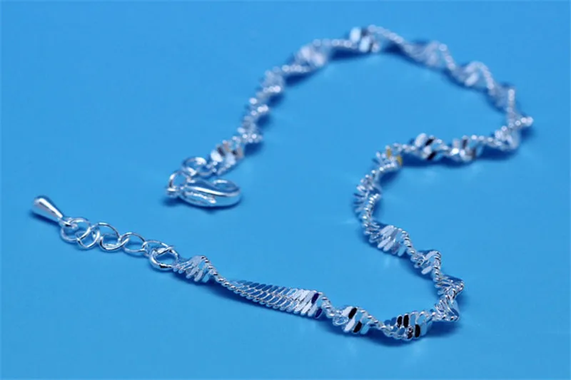 Женский браслет с волнистыми носками модный из стерлингового серебра 925 пробы