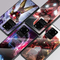 marvel lron man for samsung galaxy s20 fe s10e s10 s9 s8 ultra plus lite plus 5g tempered glass cover phone case