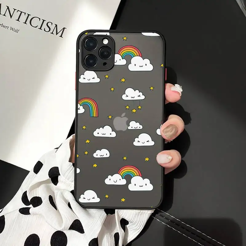 

Cartoon clouds Phone Cases matte transparent For iphone 7 8 11 12 plus mini x xs xr pro max cover