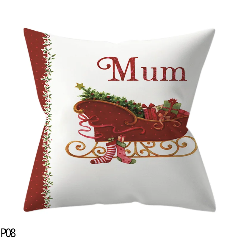 P08 mum 1 шт. 45*45 см Санта-Клаус Merry Christmas Наволочки Чехол новогодний домашний диван Автомобильная подушка Декоративные Чехлы для подушек - Цвет: P08 mum