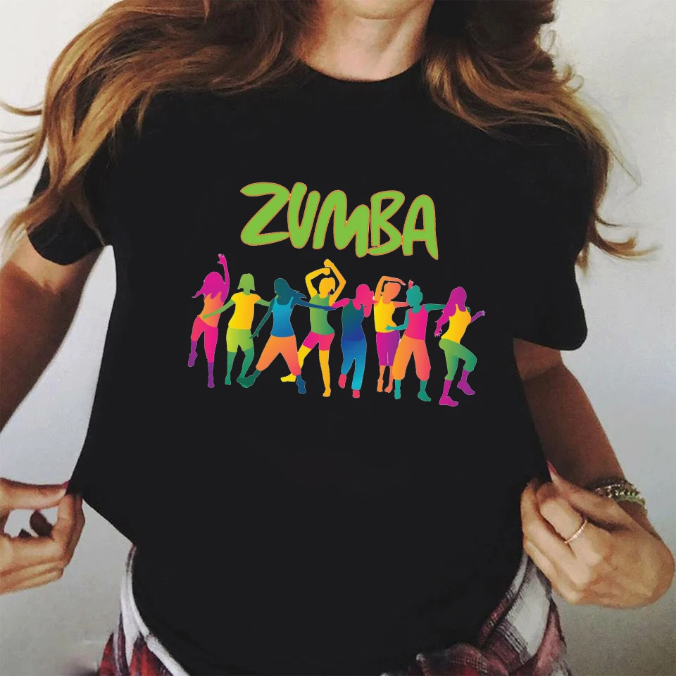 

2021 New Summer Fashion Graphic Short Sleeve Tops Fitness Black T shirt Women Dance Lover Sport Gymnastics