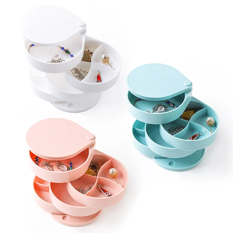 

4-layer Multilayer Rotating Plastic Jewelry Stand Earrings Ring Box Jewelry Storage Box Cosmetics Beauty Container Organizer