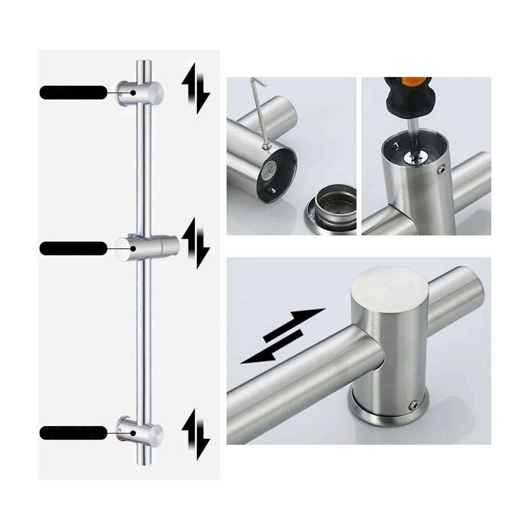 sus304 stainless steel brushed nickel finished adjustable hand hold rail slide bar bathroom shower rod free global shipping