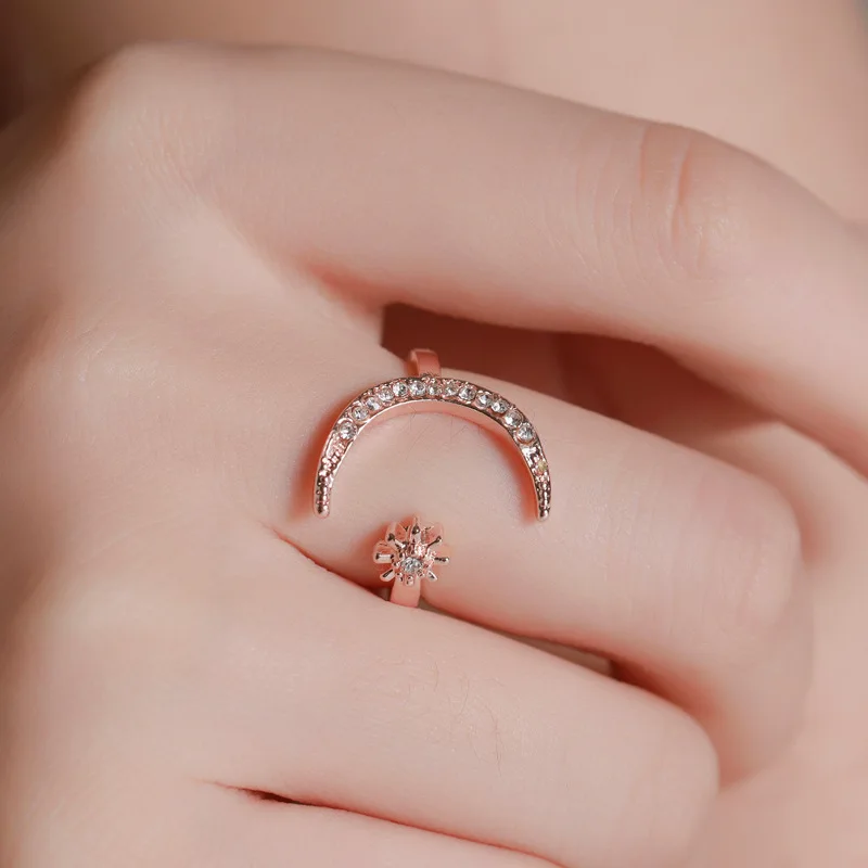 

Crescent ring simple style star and moon ring fashion star moon opening ring jewelry gift