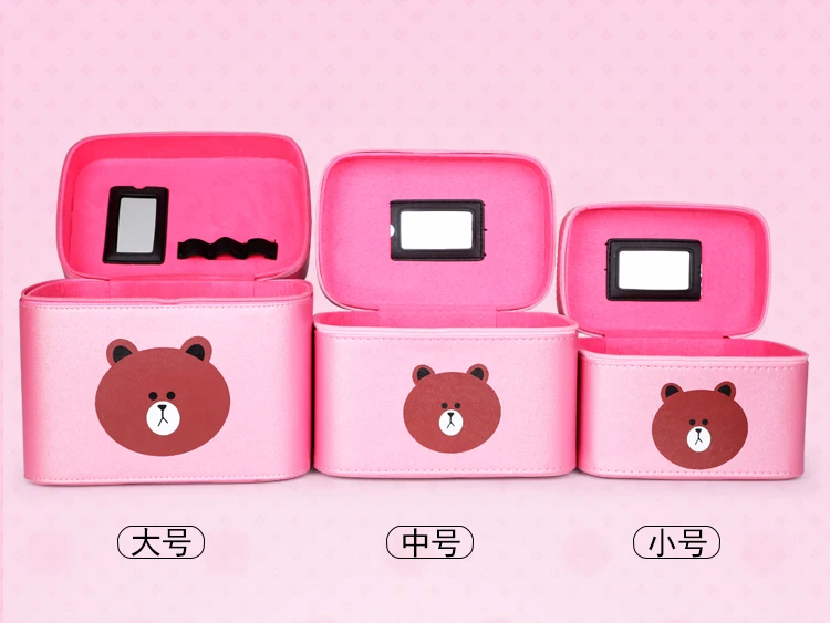

2020 Korean Fashion Large Capacity makeup case Cartoon Cute makeup bag High Quality Makeup Box with Mirror Portable cosmetic bag
