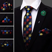 blue novelty silk men tie crystal brooches handkerchief cufflinks set neck tie for men gift wedding party business barry wang
