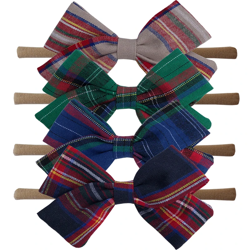 Preppy Sets-2 4 шт. хлопчатобумажные тканевые банты, повязки на голову, бант для волос, эластичные резинки для волос, завязанные ободки для волос с бантиками, милые детские головные уборы для девочек, аксессуары для волос - Цвет: Preppy Sets-2