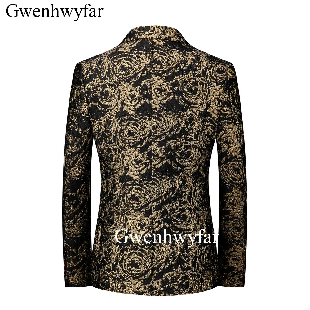 Gwenhwyfar 2020 роскошный бархатный блейзер с золотым цветочным узором черный комплект