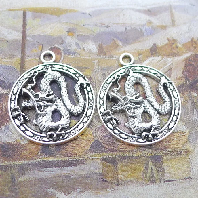 

10 PCS/Lot 23mm*27mm Pendant Antique Silver Color Dragon Charms For DIY Jewelry Making DIY