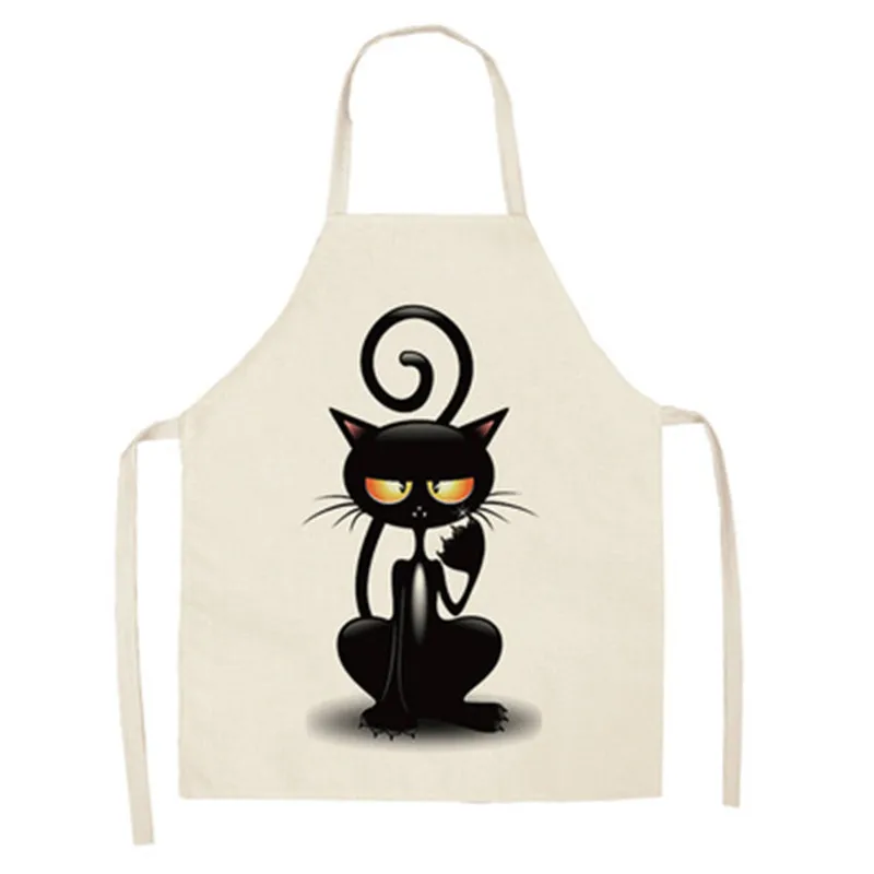 Cartoon Cat printing Apron Cotton and linen Creative Antifouling modern Simple living room clean kitchen Cooking oil-proof apron | Дом и сад