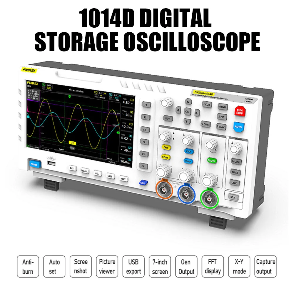 

FNIRSI-1014D Digital Oscilloscope 2 In 1 Dual Channel Input Signal Generator 100MHz* 2 Ana-Log Bandwidth 1GSa/S Sampling Rate