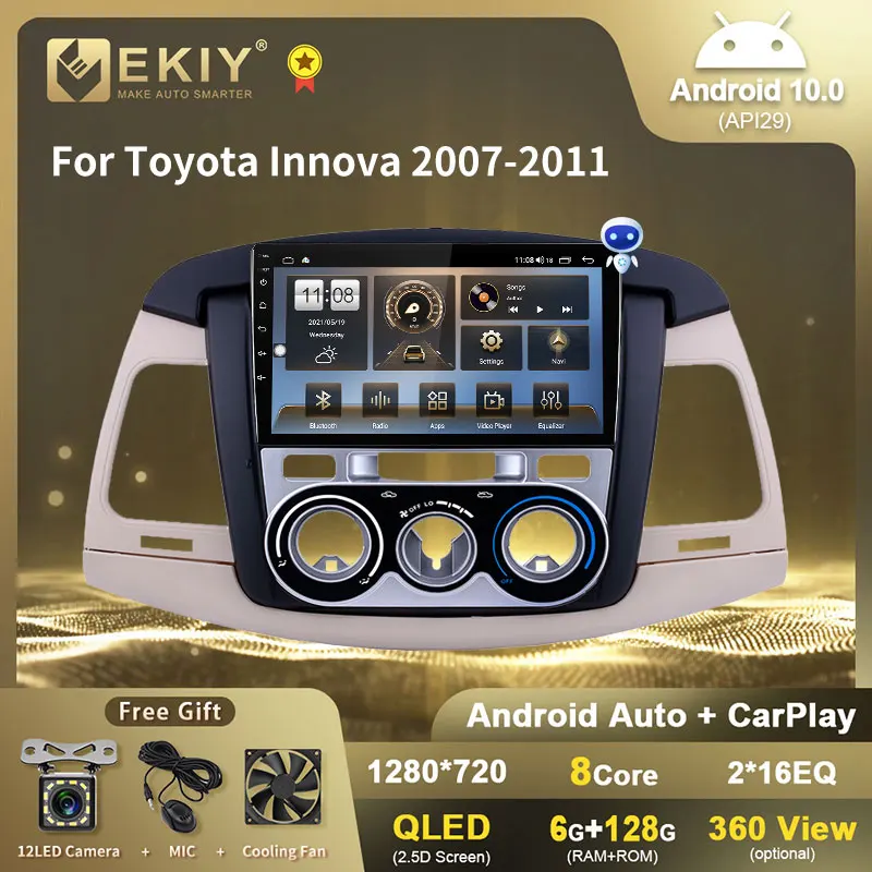 

EKIY T7 QLED DSP Android 10 автомобильный радиоприемник для Toyota Innova 2007-2011 GPS навигация мультимедийный видеоплеер Авто Стерео No 2 din BT