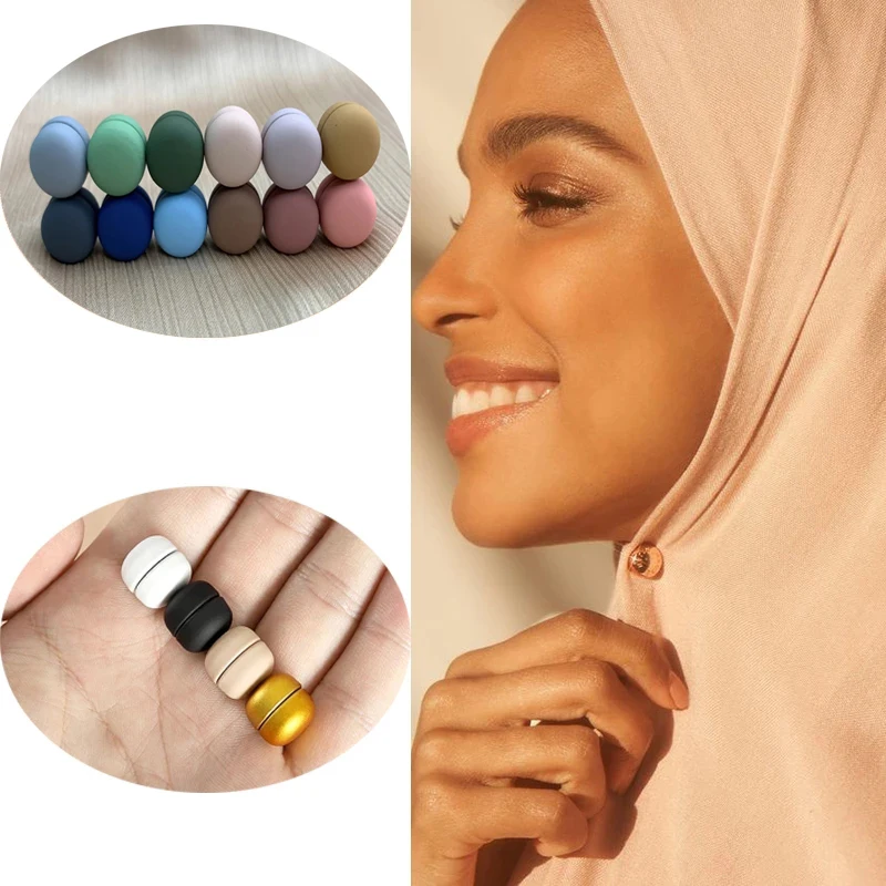 

Matte Metal Hijab Scarf Magnet No snag Muslim Women Magnetic Hijab Pins Islamic Pinless Safety Headscarf Brooches Accessories