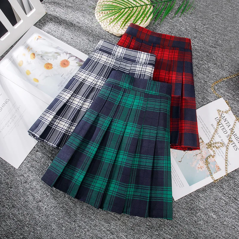 

Summer Y2k Plaid Pleated Women Skirt Black High Waist Short Safety Lining Korean Fashion School Uniform A-Line Girl Mini Skirts