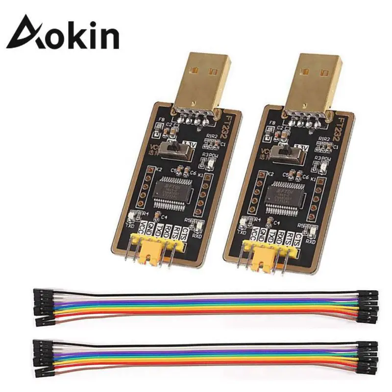 Aokin 2 шт. FT232 FT232BL для Arduino FTDI USB 0 TTL скачиваемого кабеля Перемычка последовательный