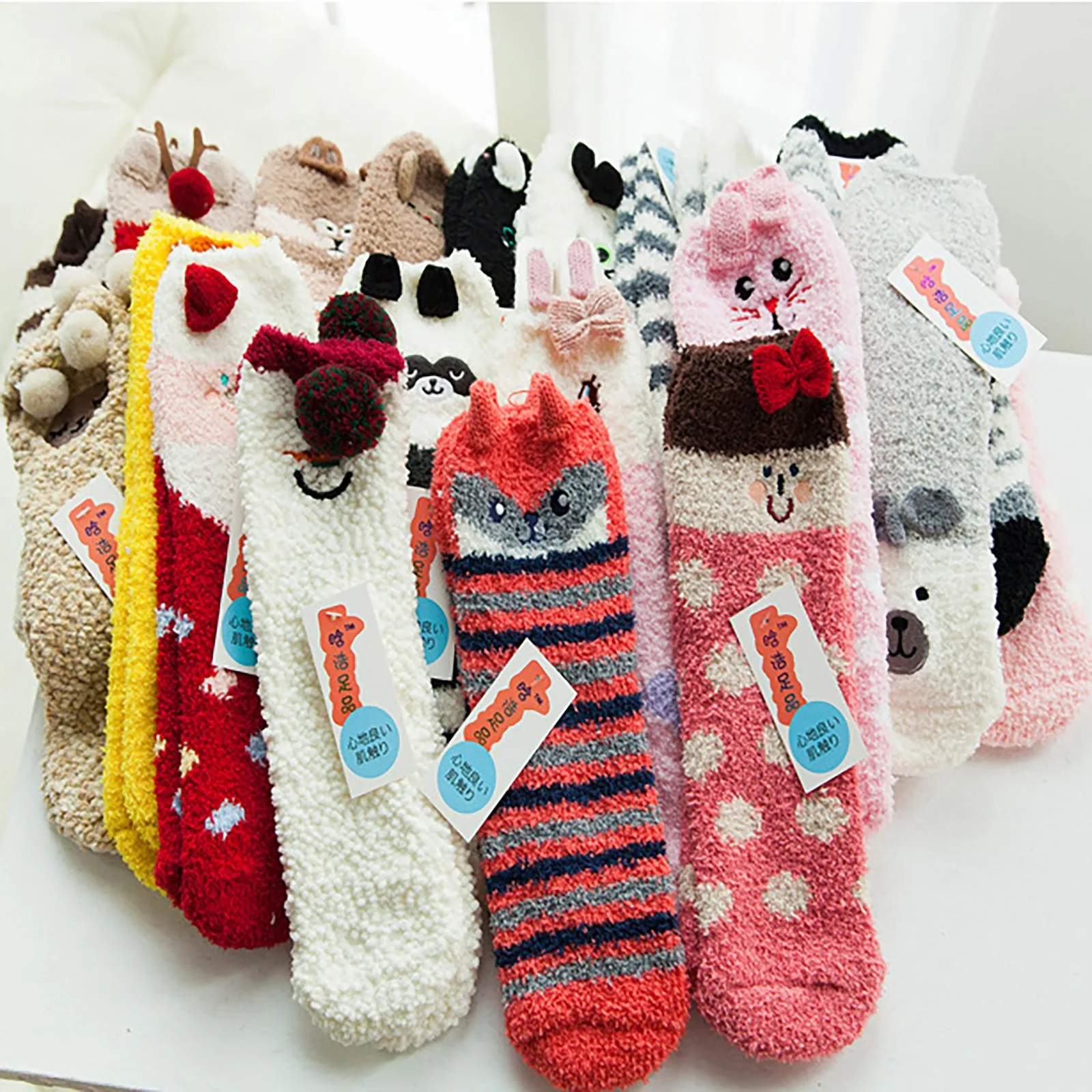 

Coral Fleece Socks Winter Thick Cartoon Embroidery Landing Funny Socks Gift Box Winter Warm Sleep Fleece-lined Socks XMAS Gift