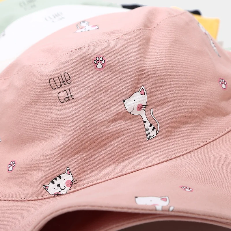

Bucket Hat Panama Women Summer Sun Beach Reversible Cat Teenagers Girls Cotton Climbing Hunting Outdoor Fishing Accessory