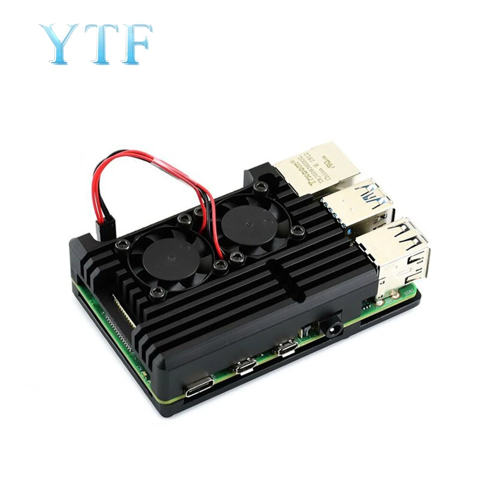 Pi 4 With fan Raspberry Pi 4B 3B+ модель+(плюс) двойной вентилятор системы охлаждения модуль с радиатором для Pi3 B+/NESPi Корпус Ультратонкий вентилятор - Цвет: Pi 4 With fan