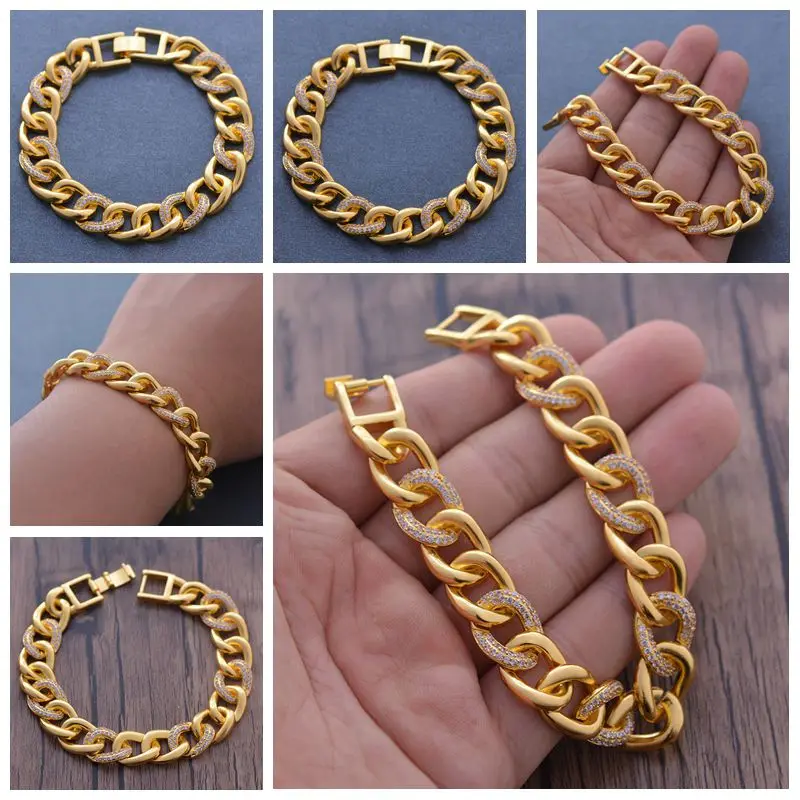 Wando 24K брендовый Модный свадебный браслет ААА кубический белый циркон золотой