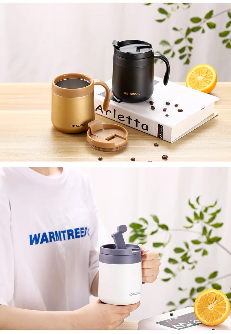 

New stainless steel thermos cup 304 Office Cup portable coffee cup with handle business gifts water cup customization