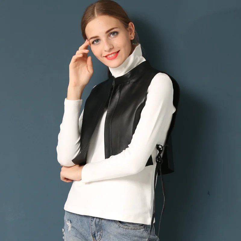 Новинка 2020 жилет из овчины женская брендовая облегающая куртка OL с воротником