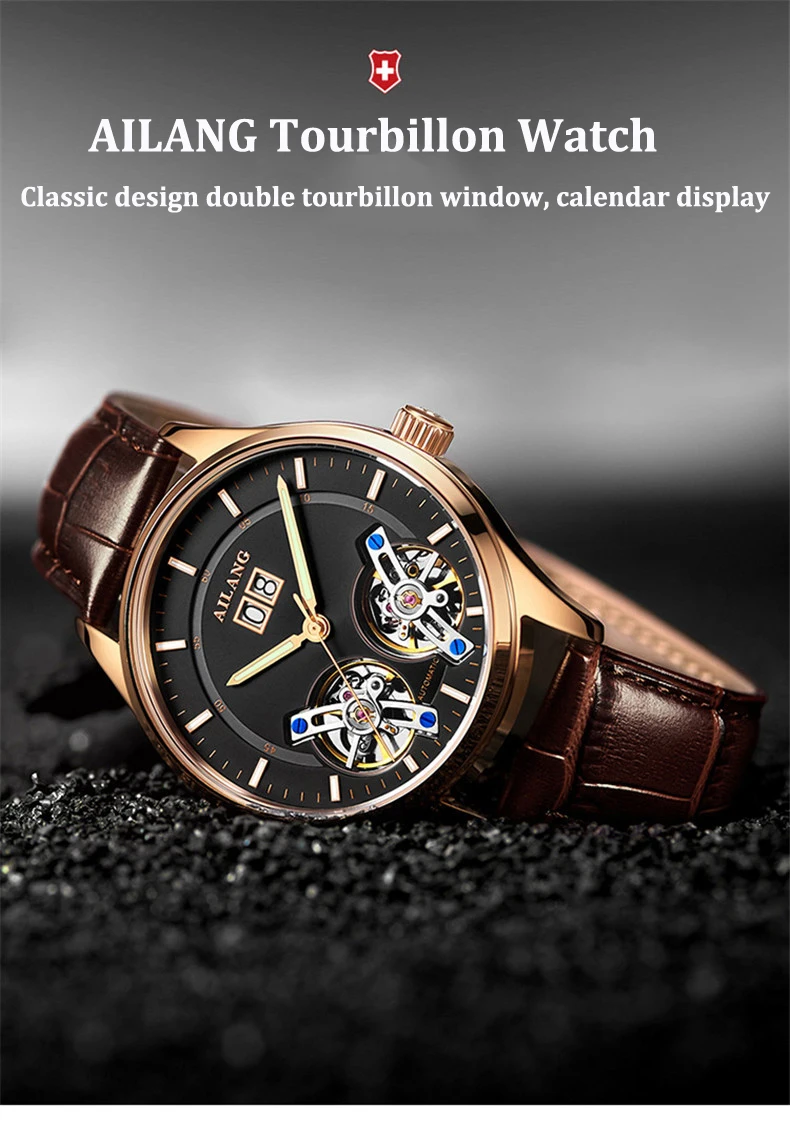Switzerland Double Tourbillon модные деловые мужские автоматические часы водонепроницаемые мужские механические часы спортивные часы с календарем