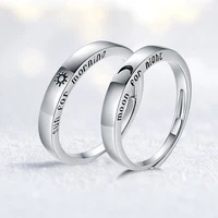 fashionable and simple silver sun and moon opening ring adjustable suitable for engagement wedding and valentines day gifts