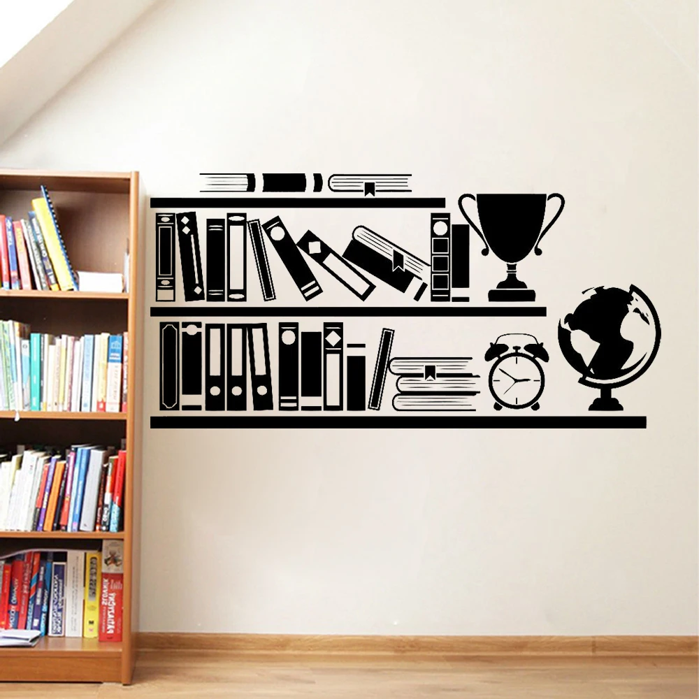 

Books Bookshelf Wall Decal Library School Vinyl Wall Sticker Reading Room Decoration Decals Removable Waterproof Mural X969