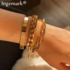 Комплект женских винтажных браслетов Ingemark из змеиной цепи, пляжные богемные модные толстые браслеты с железными звеньями в стиле панк, ручная работа, ювелирные изделия
