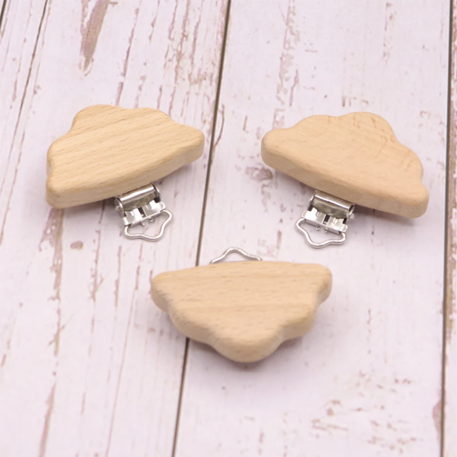 Clip para chupete de haya, elefante peque&ntilde;o, estrella, coraz&oacute;n, p&aacute;jaro, nube, dientes de beb&eacute;, accesorios de cadena preferidos DIY, 5 uds.-1