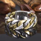 ZHOUYANG панк кольца для мужчин двухцветные Позолоченные толстая цепь массивное кольцо хип поп металлические ювелирные изделия для женщин оптом KAR072
