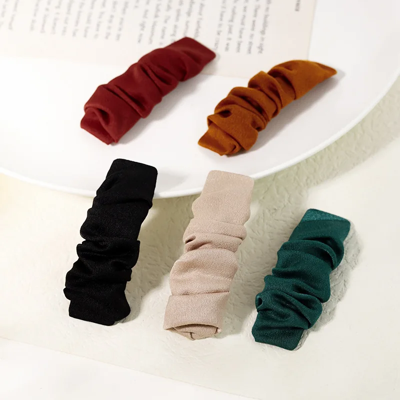 

Free shipping 2pcs ins women Suede Folds hairclips girl's Square hairpins snap clip lady's hair accessories