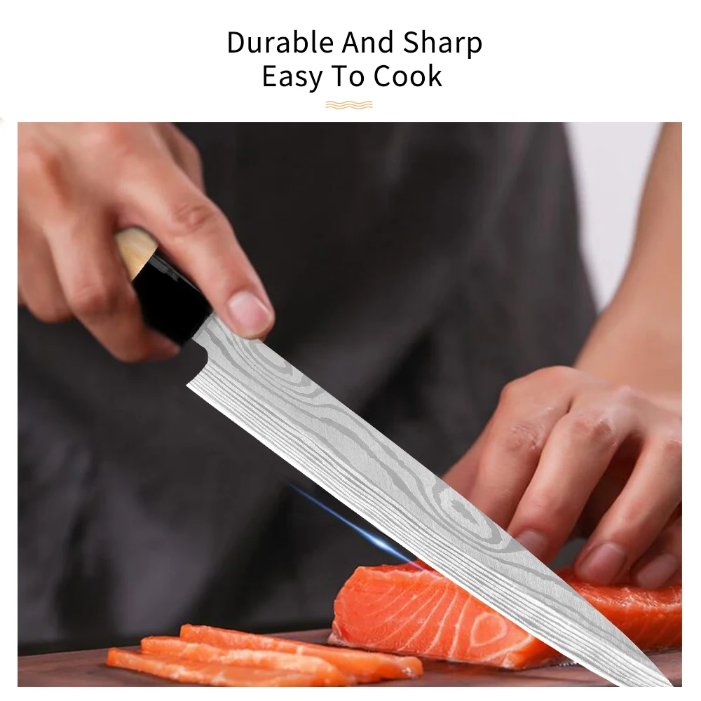 Sowoll кухонный нож из нержавеющей стали 9 ''сашими 6 5'' Santoku шеф повара для