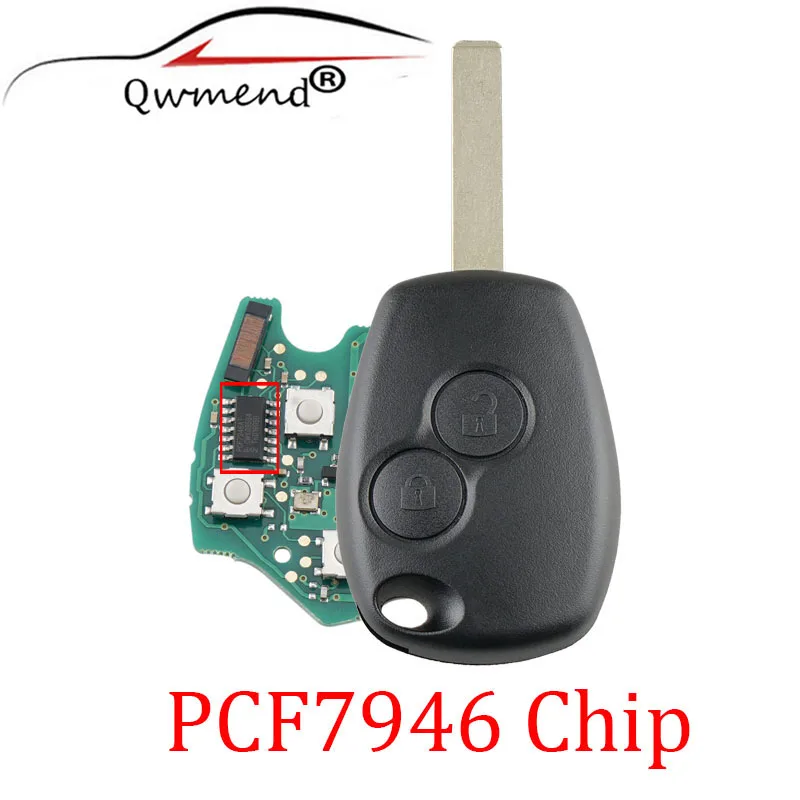 QWMEND 2 кнопки ID46/PCF7947 полный дистанционный ключ для Renault Clio Scenic Kangoo Megane 433 МГц VA2