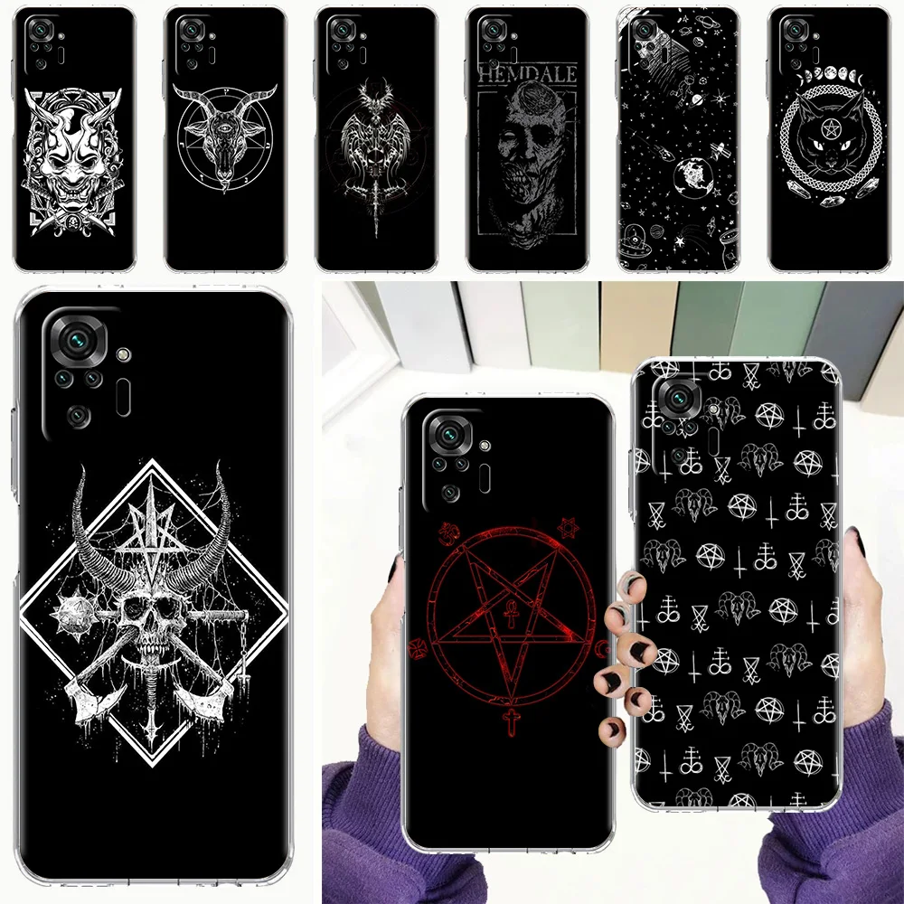 

Phone Case For Xiaomi Redmi Note 9S 9 8 10 Pro 7 8T 9C 9A 8A K40 Soft Silicone Clear Cover Lavaza Pentagram 666 Demonic Satanic