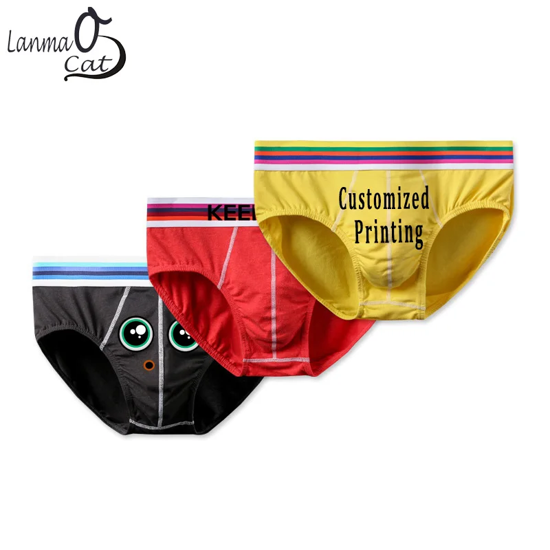 

Cotton Men Underwear U Convex Pouch Panties Gay Underwear Custom Printing Man Cartoon Wide Waistband Briefs Underwear