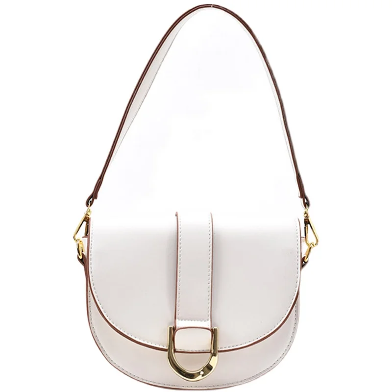 

Vintage Saddle Bag Women Solid Color Shoulder Bag Ladies Casual Crossbody Bags Female Fashion Luxury Phone Purses