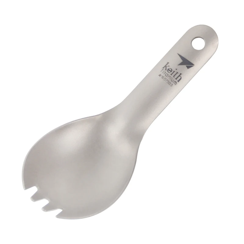 Набор столовых приборов Keith titanium Spork для кемпинга, для детей, для малышей, с короткой ручкой, Титановая Ложка, Для Путешествий, Походов, Ti5312, 13,6 г, с сумкой