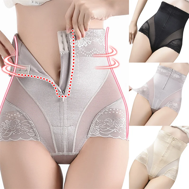 

High-waisted Abdomen Panties Female Postpartum Zipper-breasted Hip-lifting Breathable Waist Thin Waist Shaping Body Pants