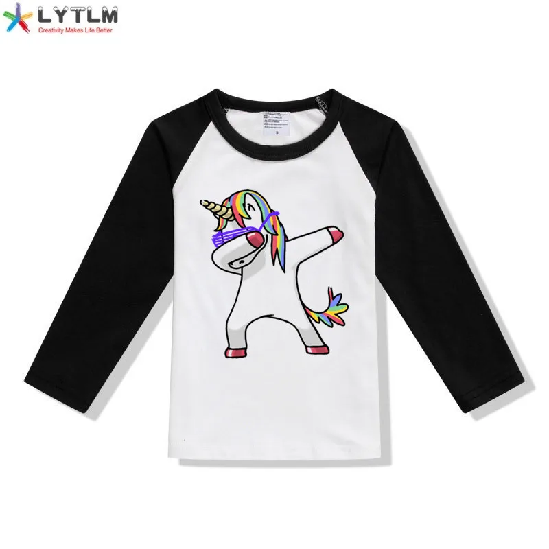 

LYTLM Animal Print T Shirt Girl Dabbing Unicorn Tee Shirt Enfant Fille Toddler Girl Tops Girls Shirt Long Sleeve 4 6 8 10 Years