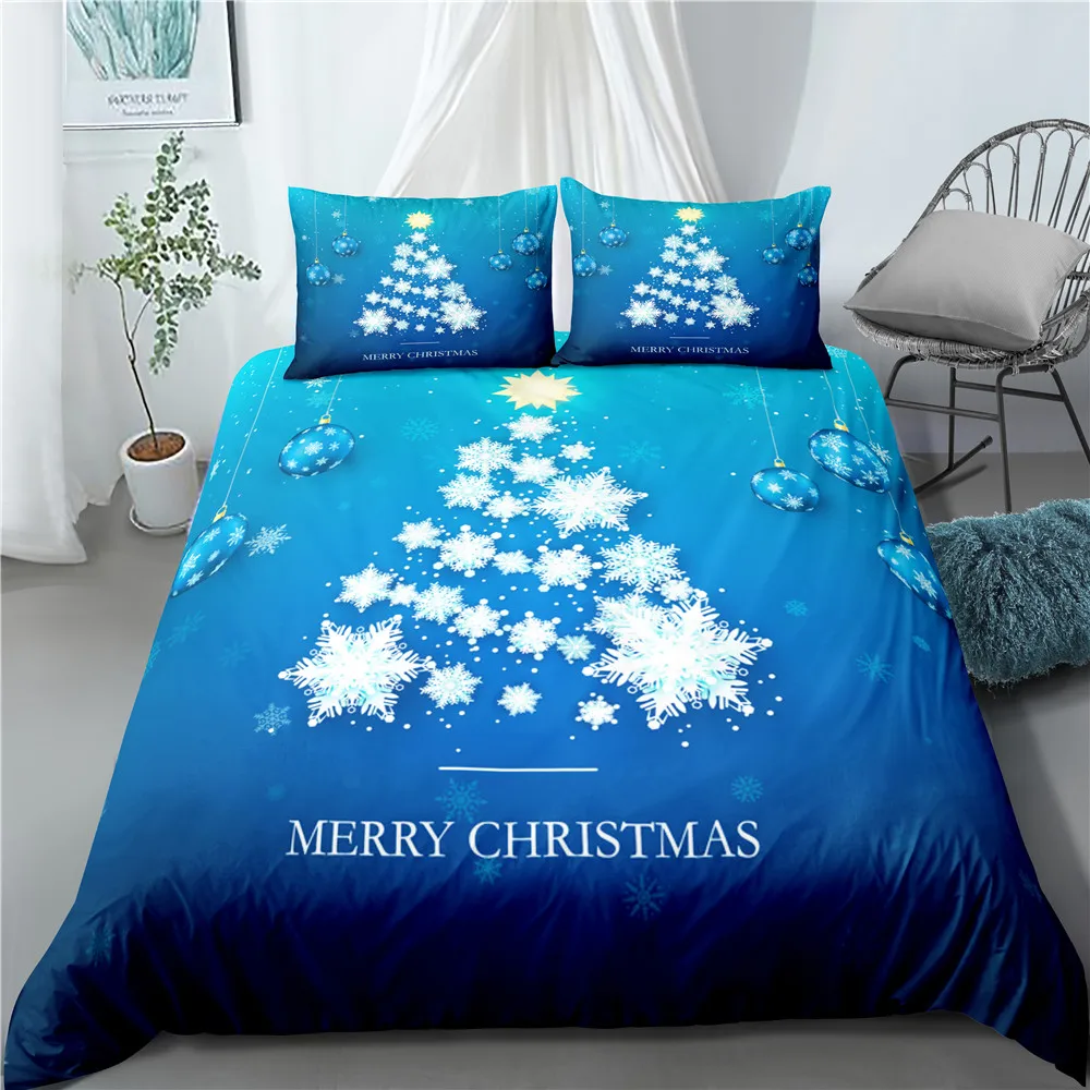 

Blue Christmas Tree 3D Bedding Set Duvet Covers Pillowcases Twin 3pcs Full Quenn King Comforter cover Bedding Sets Bed Linen